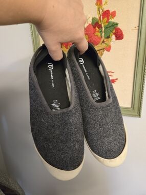 Women's Gray Wool Slip-On Casual Shoes - Mahabis Classic EU 40-US 9